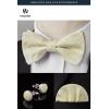 image:imageHISDERN Pretied Bow Ties for Men Adjustable Mens Bowtie and Pocket Square Cufflinks Set for Wedding Party PromC1champagne Paisley