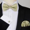 image:imageHISDERN Pretied Bow Ties for Men Adjustable Mens Bowtie and Pocket Square Cufflinks Set for Wedding Party PromD1olive Green