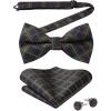 image:imageHISDERN Pretied Bow Ties for Men Adjustable Mens Bowtie and Pocket Square Cufflinks Set for Wedding Party PromD2dark Green Blue Plaid