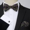 image:imageHISDERN Pretied Bow Ties for Men Adjustable Mens Bowtie and Pocket Square Cufflinks Set for Wedding Party PromD2dark Green Blue Plaid