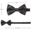 image:imageHISDERN Pretied Bow Ties for Men Adjustable Mens Bowtie and Pocket Square Cufflinks Set for Wedding Party PromD2dark Green Blue Plaid