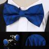 image:imageHISDERN Pretied Bow Ties for Men Adjustable Mens Bowtie and Pocket Square Cufflinks Set for Wedding Party PromF2royal Blue Plaid