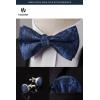 image:imageHISDERN Pretied Bow Ties for Men Adjustable Mens Bowtie and Pocket Square Cufflinks Set for Wedding Party PromF3navy Blue Paisley