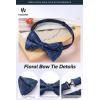 image:imageHISDERN Pretied Bow Ties for Men Adjustable Mens Bowtie and Pocket Square Cufflinks Set for Wedding Party PromF3navy Blue Paisley