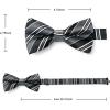 image:imageHISDERN Pretied Bow Ties for Men Adjustable Mens Bowtie and Pocket Square Cufflinks Set for Wedding Party PromH2black  Grey Striped
