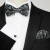 image:imageHISDERN Pretied Bow Ties for Men Adjustable Mens Bowtie and Pocket Square Cufflinks Set for Wedding Party PromH3black Paisley