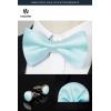 image:imageHISDERN Pretied Bow Ties for Men Adjustable Mens Bowtie and Pocket Square Cufflinks Set for Wedding Party PromIaqua