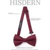 image:imageHISDERN Pretied Bow Ties for Men Adjustable Mens Bowtie and Pocket Square Cufflinks Set for Wedding Party PromRburgundy Red