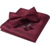 image:imageHISDERN Pretied Bow Ties for Men Adjustable Mens Bowtie and Pocket Square Cufflinks Set for Wedding Party PromRburgundy Red