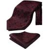 image:imageHISDERN Ascot Ties for Men Paisley Floral Ascot and Pocket Square Set Classic Self Tie Mens Cravat Handkerchief for WeddingA10maroon