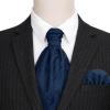 image:imageHISDERN Ascot Ties for Men Paisley Floral Ascot and Pocket Square Set Classic Self Tie Mens Cravat Handkerchief for WeddingA11navy Blue