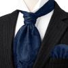 image:imageHISDERN Ascot Ties for Men Paisley Floral Ascot and Pocket Square Set Classic Self Tie Mens Cravat Handkerchief for WeddingA11navy Blue