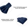 image:imageHISDERN Ascot Ties for Men Paisley Floral Ascot and Pocket Square Set Classic Self Tie Mens Cravat Handkerchief for WeddingA11navy Blue