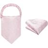 image:imageHISDERN Ascot Ties for Men Paisley Floral Ascot and Pocket Square Set Classic Self Tie Mens Cravat Handkerchief for WeddingA14pink