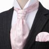 image:imageHISDERN Ascot Ties for Men Paisley Floral Ascot and Pocket Square Set Classic Self Tie Mens Cravat Handkerchief for WeddingA14pink