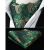 image:imageHISDERN Ascot Ties for Men Paisley Floral Ascot and Pocket Square Set Classic Self Tie Mens Cravat Handkerchief for WeddingA18green2