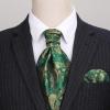 image:imageHISDERN Ascot Ties for Men Paisley Floral Ascot and Pocket Square Set Classic Self Tie Mens Cravat Handkerchief for WeddingA18green2