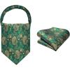 image:imageHISDERN Ascot Ties for Men Paisley Floral Ascot and Pocket Square Set Classic Self Tie Mens Cravat Handkerchief for WeddingA18green2