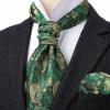 image:imageHISDERN Ascot Ties for Men Paisley Floral Ascot and Pocket Square Set Classic Self Tie Mens Cravat Handkerchief for WeddingA18green2