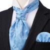 image:imageHISDERN Ascot Ties for Men Paisley Floral Ascot and Pocket Square Set Classic Self Tie Mens Cravat Handkerchief for WeddingA19light Blue