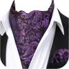 image:imageHISDERN Ascot Ties for Men Paisley Floral Ascot and Pocket Square Set Classic Self Tie Mens Cravat Handkerchief for WeddingA21purpleViolet