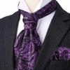 image:imageHISDERN Ascot Ties for Men Paisley Floral Ascot and Pocket Square Set Classic Self Tie Mens Cravat Handkerchief for WeddingA21purpleViolet