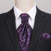 image:imageHISDERN Ascot Ties for Men Paisley Floral Ascot and Pocket Square Set Classic Self Tie Mens Cravat Handkerchief for WeddingA21purpleViolet