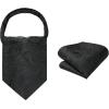 image:imageHISDERN Ascot Ties for Men Paisley Floral Ascot and Pocket Square Set Classic Self Tie Mens Cravat Handkerchief for WeddingA24black2