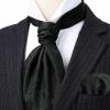 image:imageHISDERN Ascot Ties for Men Paisley Floral Ascot and Pocket Square Set Classic Self Tie Mens Cravat Handkerchief for WeddingA24black2