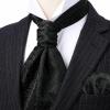 image:imageHISDERN Ascot Ties for Men Paisley Floral Ascot and Pocket Square Set Classic Self Tie Mens Cravat Handkerchief for WeddingA25black3