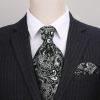image:imageHISDERN Ascot Ties for Men Paisley Floral Ascot and Pocket Square Set Classic Self Tie Mens Cravat Handkerchief for WeddingA26blackSliver
