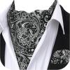 image:imageHISDERN Ascot Ties for Men Paisley Floral Ascot and Pocket Square Set Classic Self Tie Mens Cravat Handkerchief for WeddingA26blackSliver