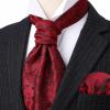 image:imageHISDERN Ascot Ties for Men Paisley Floral Ascot and Pocket Square Set Classic Self Tie Mens Cravat Handkerchief for WeddingA29red 3