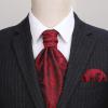 image:imageHISDERN Ascot Ties for Men Paisley Floral Ascot and Pocket Square Set Classic Self Tie Mens Cravat Handkerchief for WeddingA29red 3