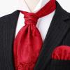 image:imageHISDERN Ascot Ties for Men Paisley Floral Ascot and Pocket Square Set Classic Self Tie Mens Cravat Handkerchief for WeddingA2red