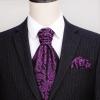 image:imageHISDERN Ascot Ties for Men Paisley Floral Ascot and Pocket Square Set Classic Self Tie Mens Cravat Handkerchief for WeddingA32purple