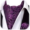 image:imageHISDERN Ascot Ties for Men Paisley Floral Ascot and Pocket Square Set Classic Self Tie Mens Cravat Handkerchief for WeddingA32purple