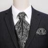 image:imageHISDERN Ascot Ties for Men Paisley Floral Ascot and Pocket Square Set Classic Self Tie Mens Cravat Handkerchief for WeddingA33black