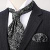 image:imageHISDERN Ascot Ties for Men Paisley Floral Ascot and Pocket Square Set Classic Self Tie Mens Cravat Handkerchief for WeddingA33black