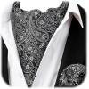 image:imageHISDERN Ascot Ties for Men Paisley Floral Ascot and Pocket Square Set Classic Self Tie Mens Cravat Handkerchief for WeddingA33black