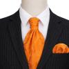 image:imageHISDERN Ascot Ties for Men Paisley Floral Ascot and Pocket Square Set Classic Self Tie Mens Cravat Handkerchief for WeddingA3orange