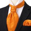 image:imageHISDERN Ascot Ties for Men Paisley Floral Ascot and Pocket Square Set Classic Self Tie Mens Cravat Handkerchief for WeddingA3orange