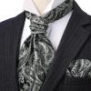 image:imageHISDERN Ascot Ties for Men Paisley Floral Ascot and Pocket Square Set Classic Self Tie Mens Cravat Handkerchief for WeddingA4black White