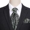 image:imageHISDERN Ascot Ties for Men Paisley Floral Ascot and Pocket Square Set Classic Self Tie Mens Cravat Handkerchief for WeddingA4black White