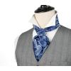 image:imageHISDERN Mens Silk Cravat Ascot amp Tie Set Blue Wedding Pocket Square Combo Classic Woven Neckwear in Elegant Box