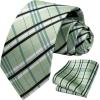 image:imageHISDERN Ties for Men Plaid Checkered Tie with Pocket Square Woven Business Formal Necktie Handkerchief Set Wedding PartyBsage Green