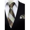 image:imageHISDERN Ties for Men Plaid Checkered Tie with Pocket Square Woven Business Formal Necktie Handkerchief Set Wedding PartyCbrown 3