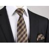 image:imageHISDERN Ties for Men Plaid Checkered Tie with Pocket Square Woven Business Formal Necktie Handkerchief Set Wedding PartyCbrown2