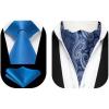 image:imageHISDERN Mens Silk Cravat Ascot amp Tie Set Blue Wedding Pocket Square Combo Classic Woven Neckwear in Elegant Box