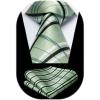 image:imageHISDERN Ties for Men Plaid Checkered Tie with Pocket Square Woven Business Formal Necktie Handkerchief Set Wedding PartyBsage Green